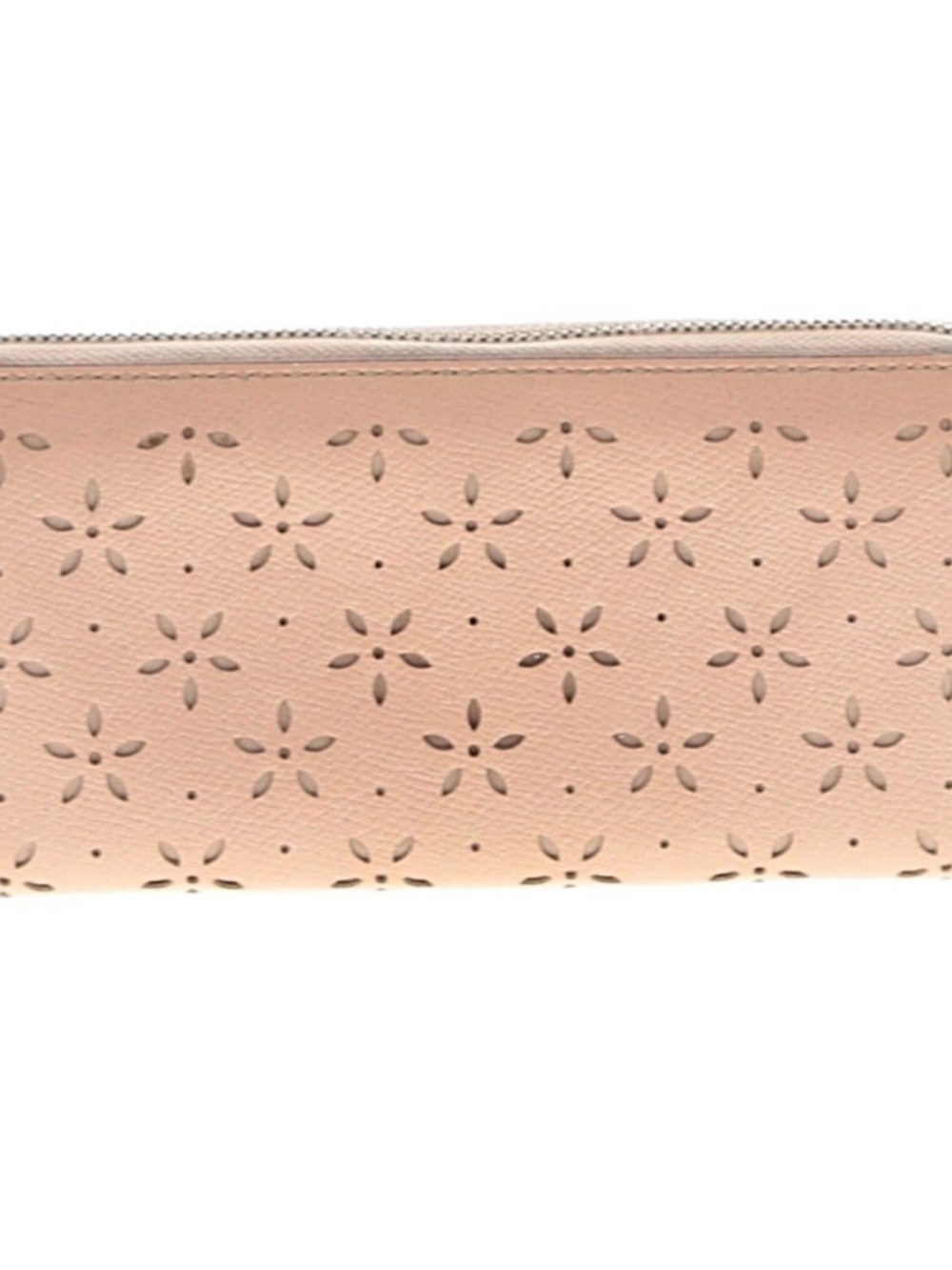 Coach Perforated laser cut Floral Zip-Around Wallet in Blush pink sparkly - Picture 2 of 8